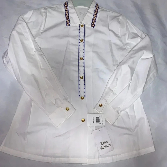 Women's FOXCROFT formal shirt cotton office, work wear embroidered size 8 - Picture 1 of 7
